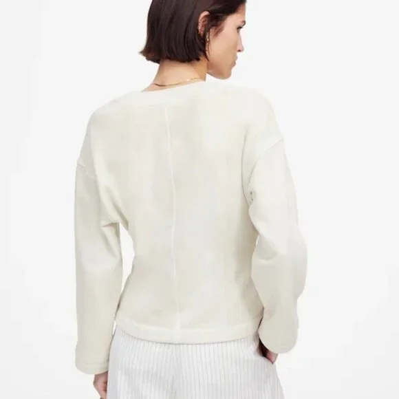 NWT Madewell Off White Darted Cardigan Sweatshirt - Size: XXS